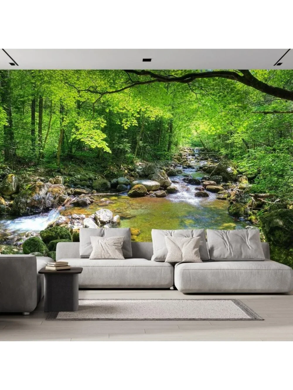 Large Removable Wall Mural - Fall Forest Stream Wallpaper, Self-Adhesive 66x96
